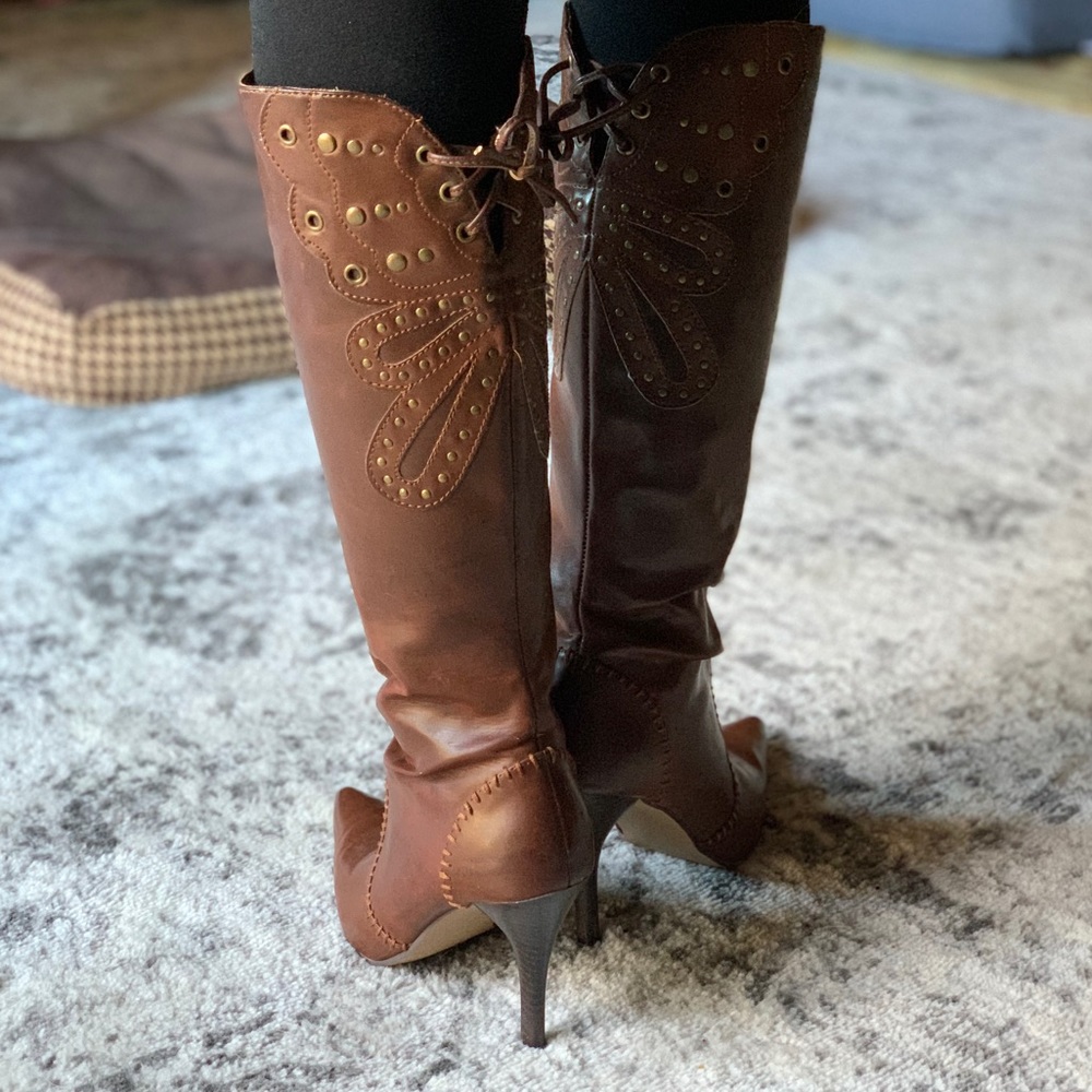Size 7 knee high butterfly boots